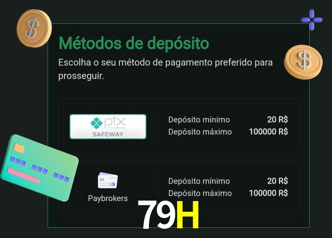 O cassino 79H oferece uma grande variedade de métodos de pagamento